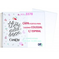 Capa Para Caderno COLEGIAL (80 ou 160 FLS)  c/ Espiral Capa Solta - recomendável p/ caderno espiral colegial (Ref. 3378) - Embalagem com 5 ou 50 JG