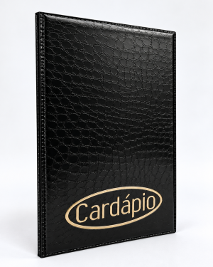 Pasta Cardápio luxo com 2 divisões para 6 páginas -  Cardápio com gravação dourada - Ref.629MPT