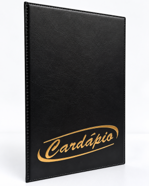 Pasta Cardápio com 1 divisão para 4 páginas - Cardápio com gravação em Silk Screen - Ref.649PTO