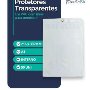 Embalagem plástica pendurar com tampa e ilhós - A4  (Ref. 419) - Embalagem com 50 unidades