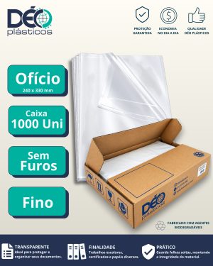 Envelope Plástico Ofício Espessura Fino e sem Furos - 1.000 unid (Caixa) - Ref.670PIN