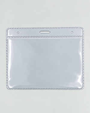 Porta Crachá Horizontal Transparente PVC Cristal 115x75mm sem Presilha -  Embalagem com 50 unidades (Ref. 116)