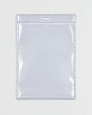 Porta Crachá Vertical para Eventos PVC Cristal 100x68mm -Embalagem com 50 unidades  (Ref.644)
