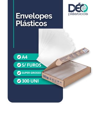 Envelope Plástico A4 Espessura Super Grossa e sem Furos - 300 unid (Caixa) - Ref.482PIN