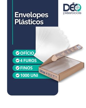 Envelope Plástico Ofício Espessura Fino e 4 Furos - 1.000 unid (Caixa) - Ref.669PIN