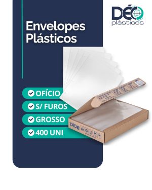 Envelope Plástico Ofício Espessura Grosso e sem Furos - 400 unid (Caixa) - Ref.676PIN