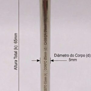 Parafusos de Metal para pasta e mostruários com diâmetro 5mm - Tamanho 65 mm (Ref. 913) - Embalagem com 100 unidades