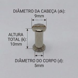 Parafusos de Metal - Com diâmetro de 5 mm - Tamanho - 10 mm  (Ref. 902) - Embalagem com 100 unidades