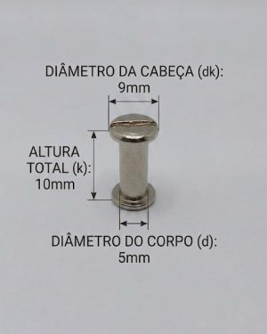 Parafusos de Metal - Com diâmetro de 5 mm - Tamanho - 10 mm  (Ref. 902) - Embalagem com 100 unidades