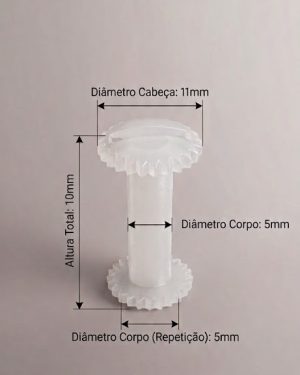 Parafusos de Plástico para Pasta e encadernação diâmetro  de 5 mm - Tamanho - 10 mm   (Ref. 928) - Embalagem com 250 unidades