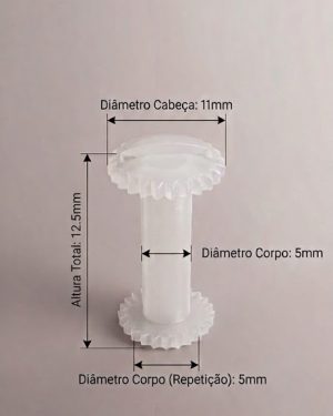 Parafusos de Plástico para Pasta e encadernação diâmetro  de 5 mm - Tamanho - 12,5 mm  (Ref. 919) - Embalagem com 250 unidades