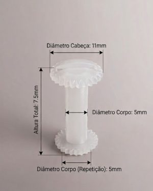 Parafusos de Plástico para Pasta e encadernação diâmetro  de 5 mm - Tamanho - 07.5 mm  (Ref. 927) - Embalagem com 250 unidades
