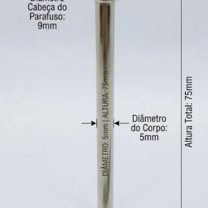 Parafusos de Metal para pasta e mostruários com diâmetro 5mm - Tamanho - 75 mm  (Ref. 915) - Embalagem com 100 unidades