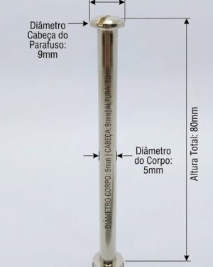 Parafusos de Metal para pasta e mostruários com diâmetro 5mm  - Tamanho - 80 mm  (Ref. 916) - Embalagem com 100 unidades
