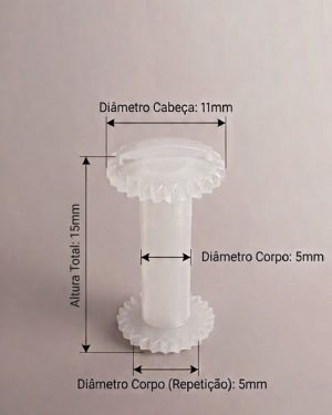 Parafusos de Plástico para Pasta e encadernação diâmetro  de 5 mm - Tamanho - 15 mm  (Ref. 929) - Embalagem com 250 unidades