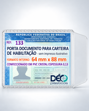 Porta Documentos para Novo RG CIN e CNH - Sem Impresso Ilustrativo (Ref. 133TRS ou 133SRJ)