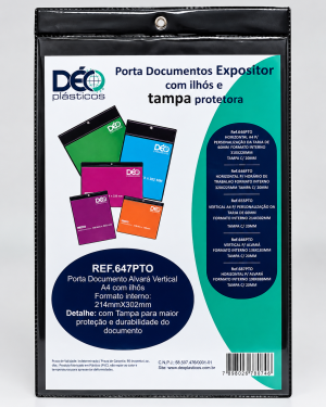 Porta documento expositor em quadro vertical a4 para impresso de CNPJ Ref 647PTO