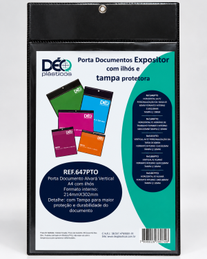 Porta documento expositor em quadro vertical a4 para personalizacao da tarja de 60 mm Ref 655PTO