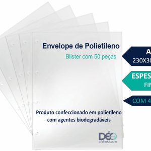 Ref 463pin _ ENVELOPE POLIETILENO A4 FINO COM 4 FUROS