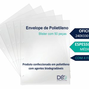 Ref 667PIN _ ENVELOPE POLIETILENO OFICIO MEDIO Com 4 FUROS