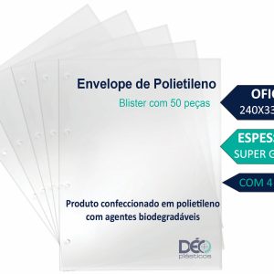 Ref 674PIN _ ENVELOPE POLIETILENO OFICIO SUPER GROSSO Com 4 FUROS