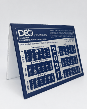 Calendário de Mesa em PVC Personalizado - Modelo Maior – Gravação em Silk Screen - Ref.CALM