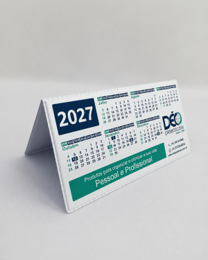 Calendário de Mesa em PVC Personalizado - Gravação em Silk Screen - Ref.CAL1