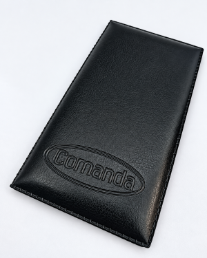 Porta Conta para Bares e Restaurantes em Preto Courino Almofadado com Gravação em Baixo Relevo - Ref.631EPT