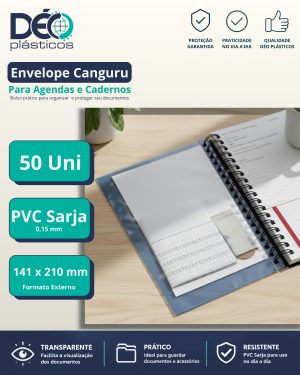 Envelope Canguru 14,1x21 mm Para Agendas e Cadernos Sarja Fosco - Ref.3294 SRJ