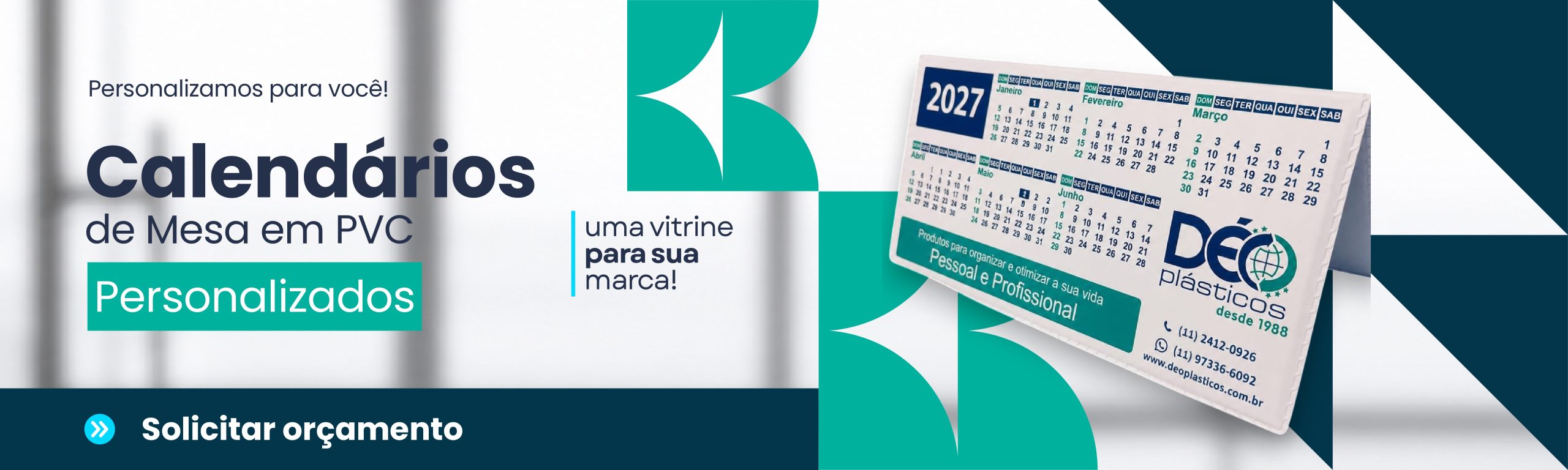 DÉO PLÁSTICOS - CALENDÁRIO PERSONALIZADO - CALÉNDÁRIO DE MESA EM PVC - CALENDÁRIO DE MESA 2027